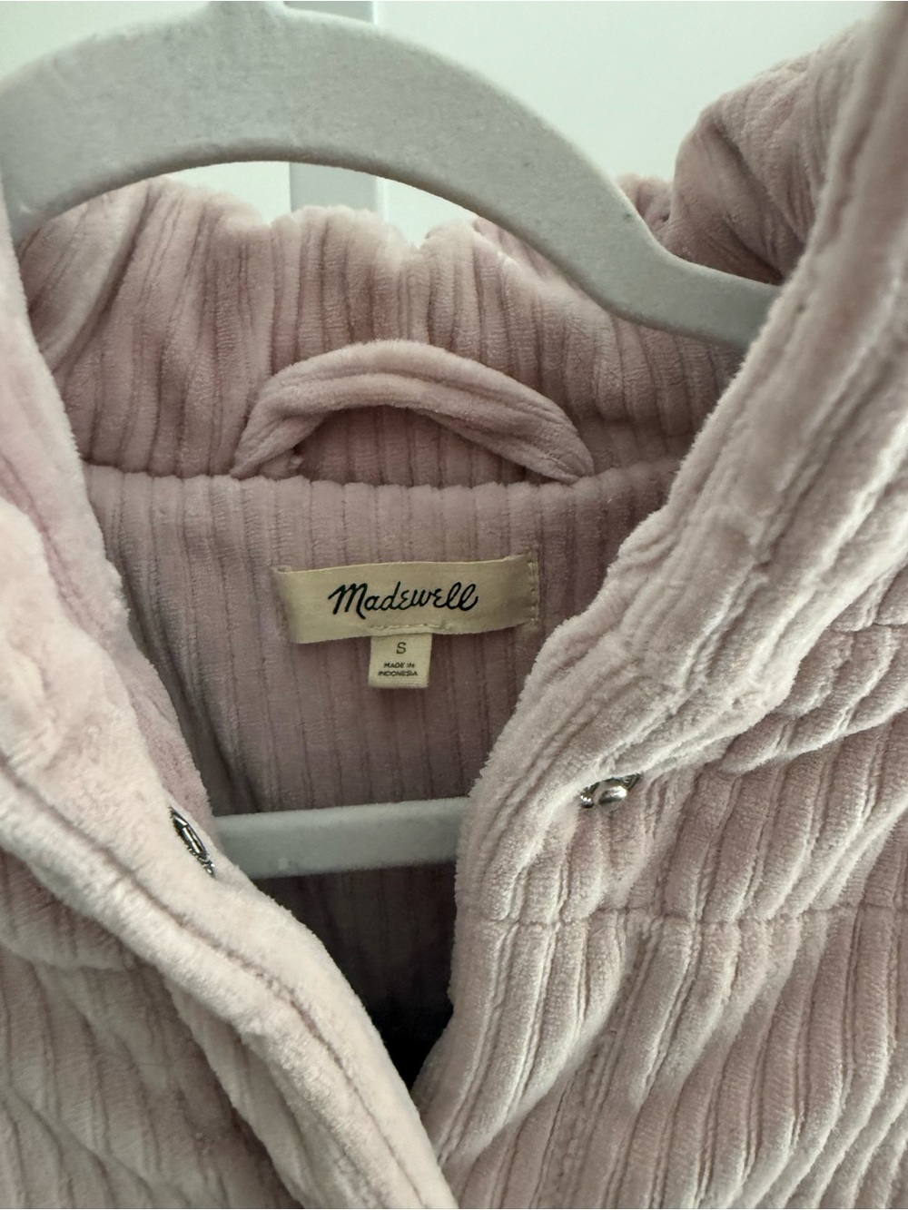 Madewell New Wyman Quilted Corduroy Puffer Jacket Coat Pink Small S - Picture 5 of 6